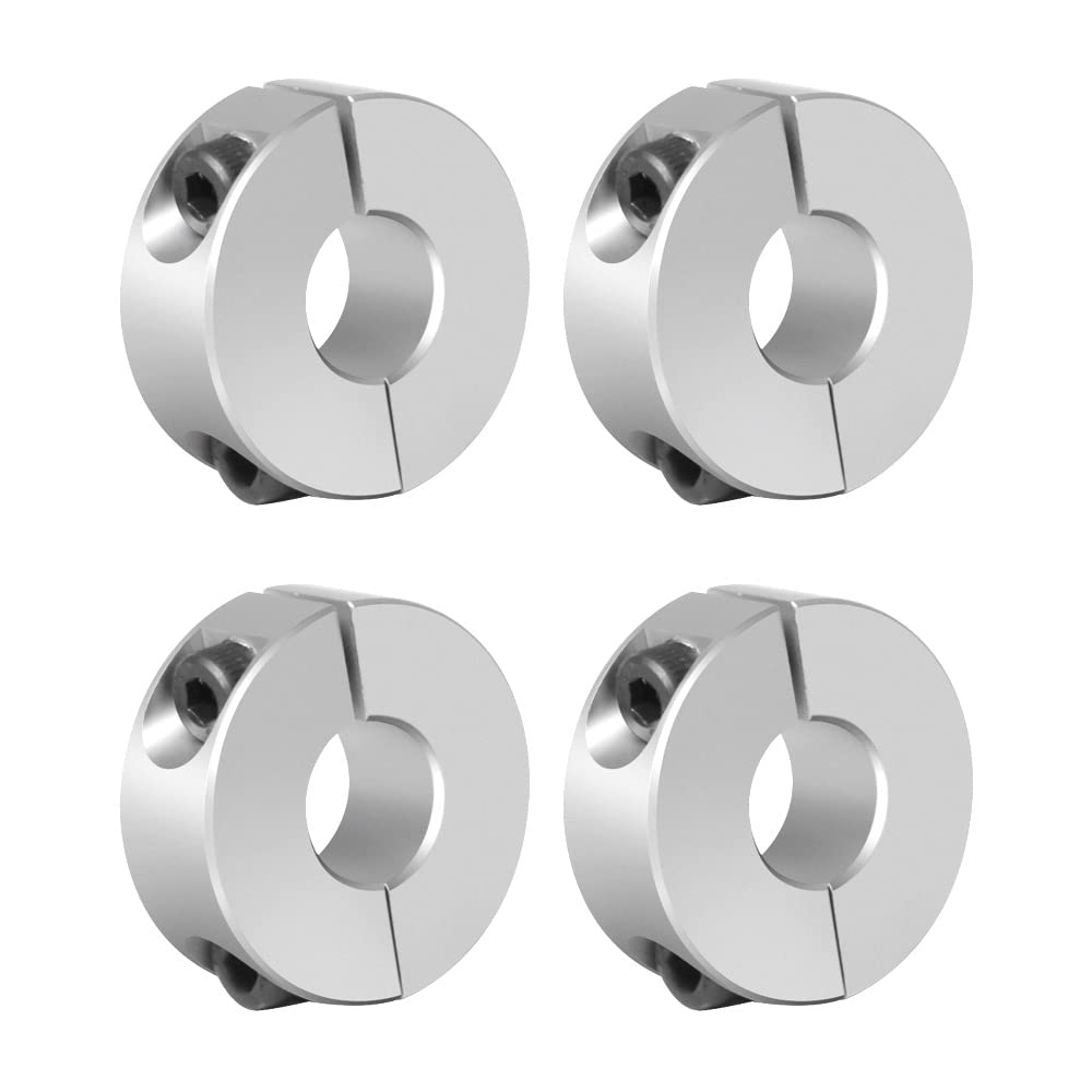 12mm Bore Double Split Shaft Collar - Two-Piece Set Screw Style Aluminum Clamp, 30mm OD, 10mm Thickness with M4 Set Screw (Pack of 4)