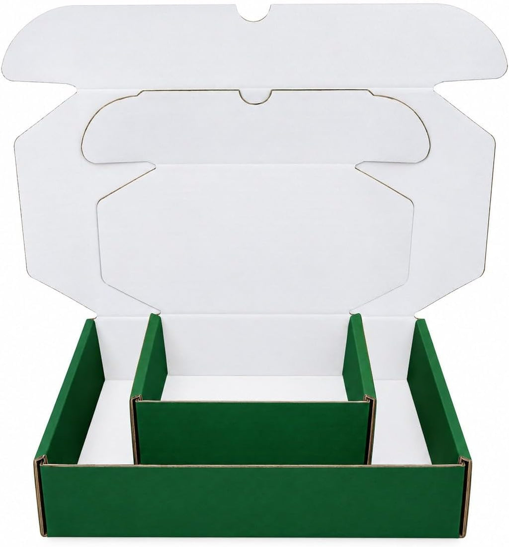 6x2x2" Green & White Corrugated Mailer Boxes for Shipping, 50 Pcs