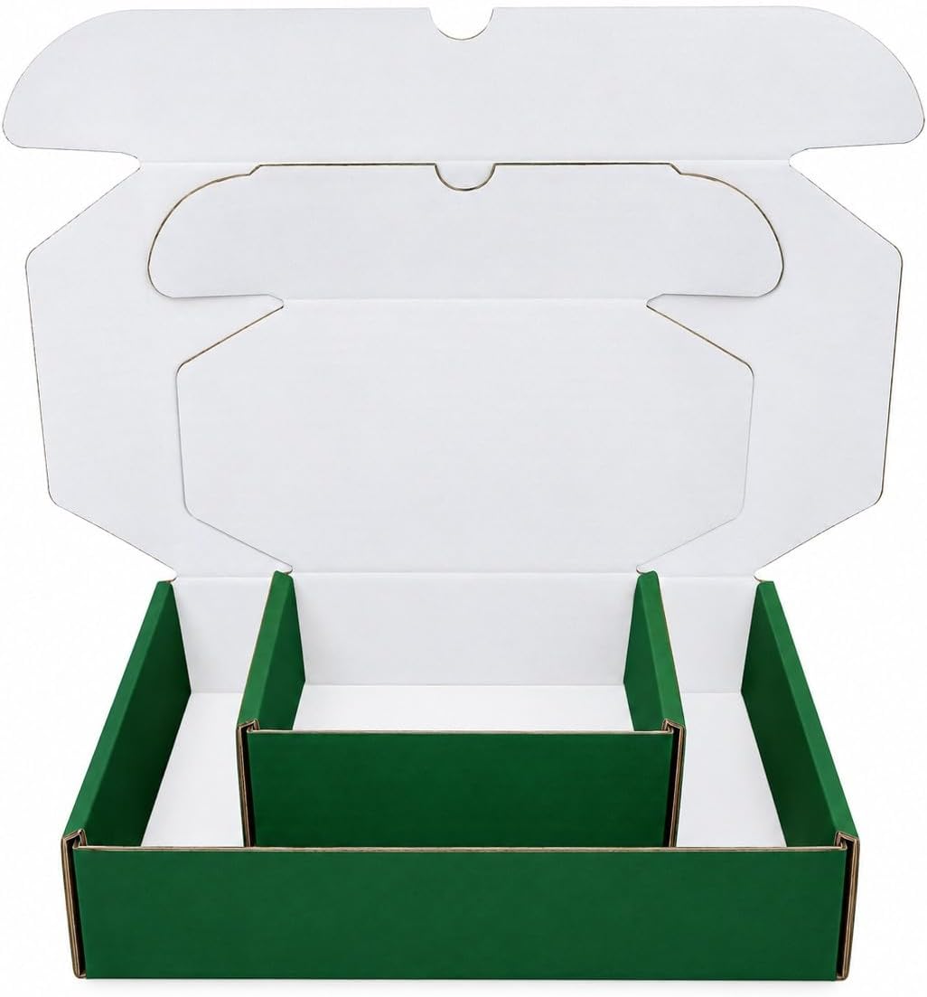 6x2x2" Green & White Corrugated Mailer Boxes for Shipping, 50 Pcs