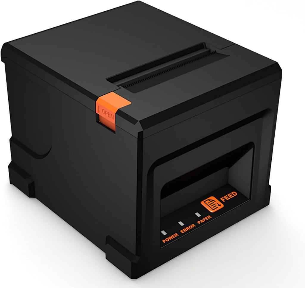 POS Thermal Printer, 80mm Thermal Receipt Printer with Auto Cutter, Sound and Light Alarm, USB+Network Interface