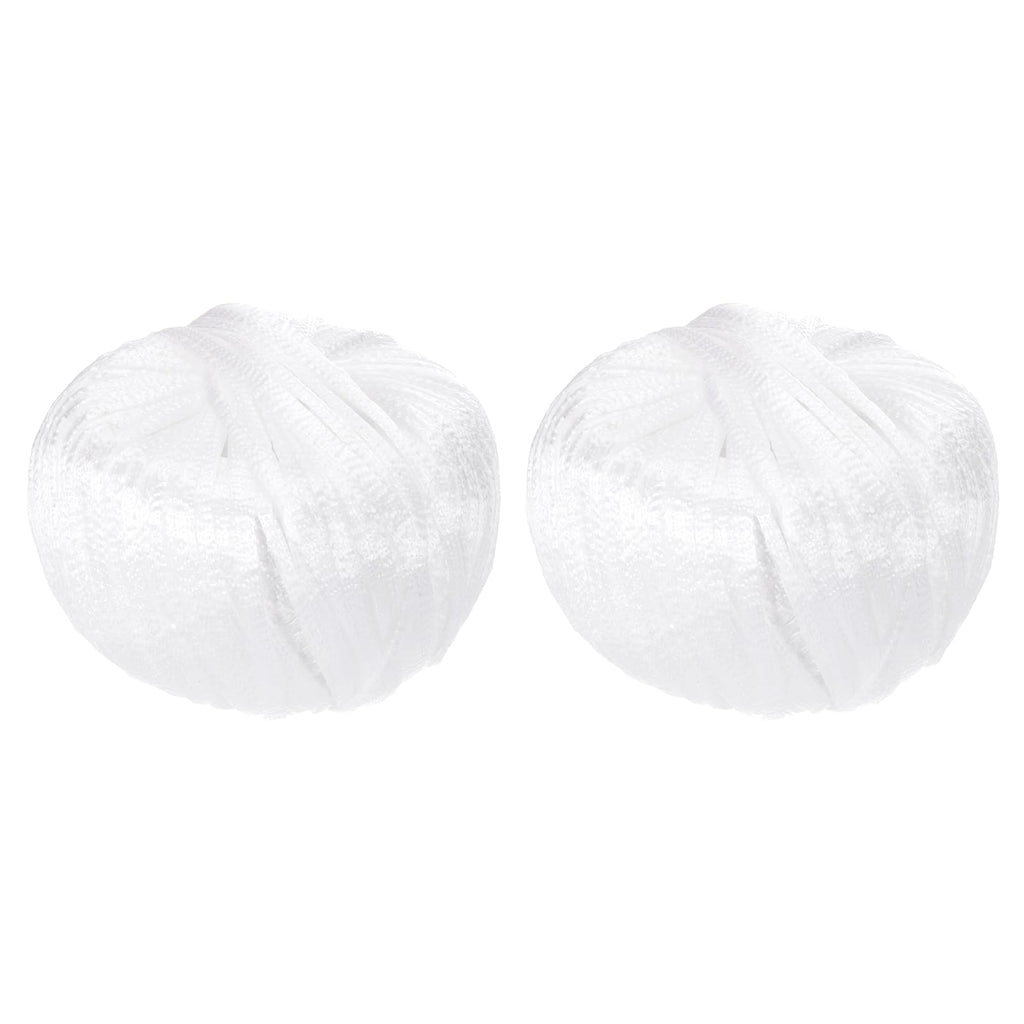 2Rolls Polyester Nylon Plastic Rope Twine 80m/262ft Cord White