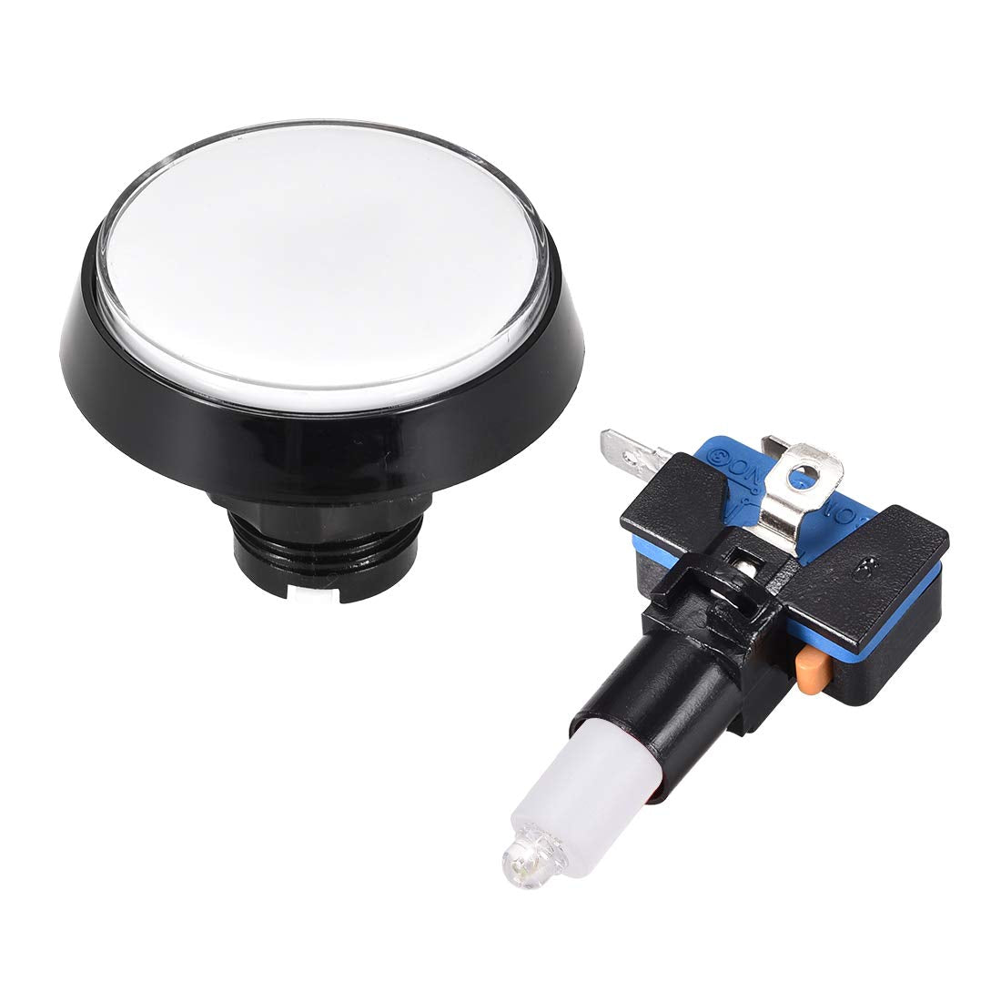 Game Push Button 60mm Round 12V LED Illuminated Push Button Switch with Micro Switch for Arcade Video Games White 5pcs