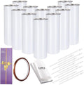 12 Pack Straight Skinny Sublimation Tumblers 20oz for Heat Transfer, Bulk Sublimation Blanks Individually Boxed