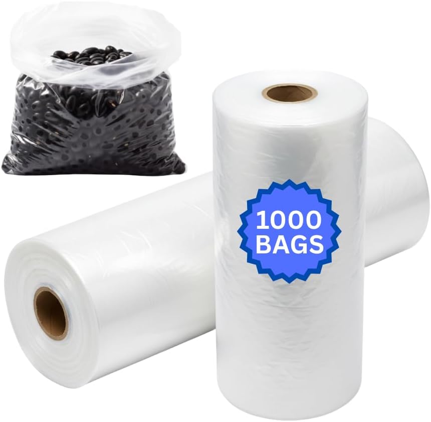 Clear Poly Bags, 12" x 24", 1.5 Mil, 1000 Count, 2 Rolls