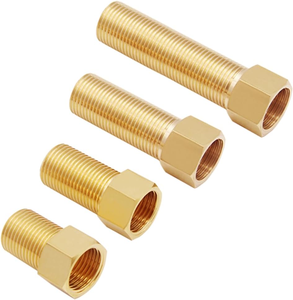 Uenede 1/2 Inch Brass Hex Extension Pipe Fitting Kit, 4PCS
