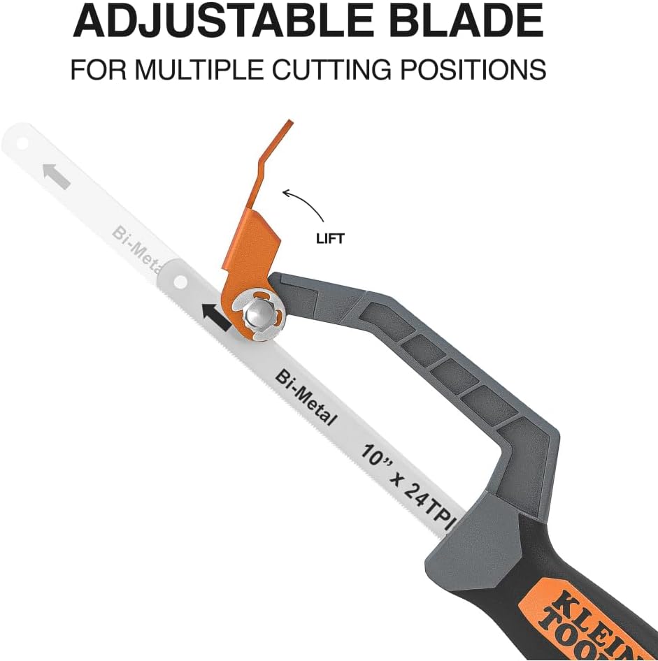 Klein Tools 31432 Compact Medium-Cut Hacksaw, 10-Inch 24 TPI Blade