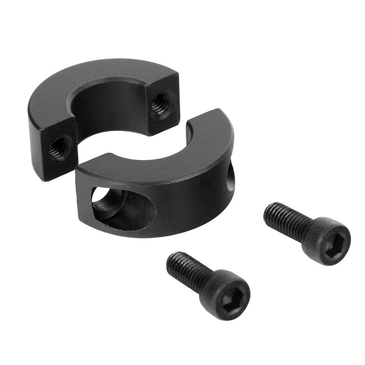 (4-Pack) SINOAXISSPACE Shaft Collar 3/4" Bore, 1045 Steel Double Split Clamp-On Shaft Collars Style, 1-1/2" OD, 1/2" Thickness, with M4 Set Screws