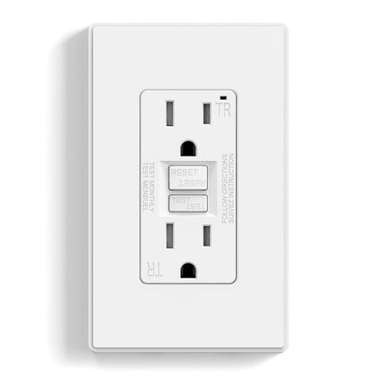 GFCI Outlet 15 Amp, Self-Test GFI Electrical Outlet with Thinner Design, TR Tamper Resistant GFCI Receptacle, Ground