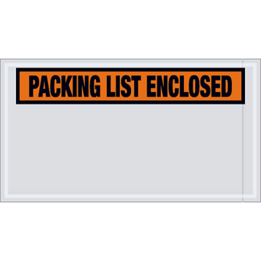 PL24 Pre-Printed Envelope, Packing List Enclosed, 10 Length x 5-1/2 Width x 2 mil Thick, Orange (Case of 1000) by