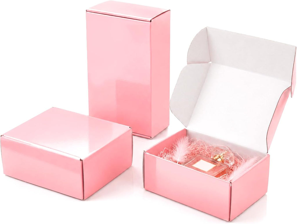 6x4x2 in Boxes for Shipping Small Business, 50 Pack Cute Pink Mailer Boxes, Corrugated Mailing Boxes Bulk