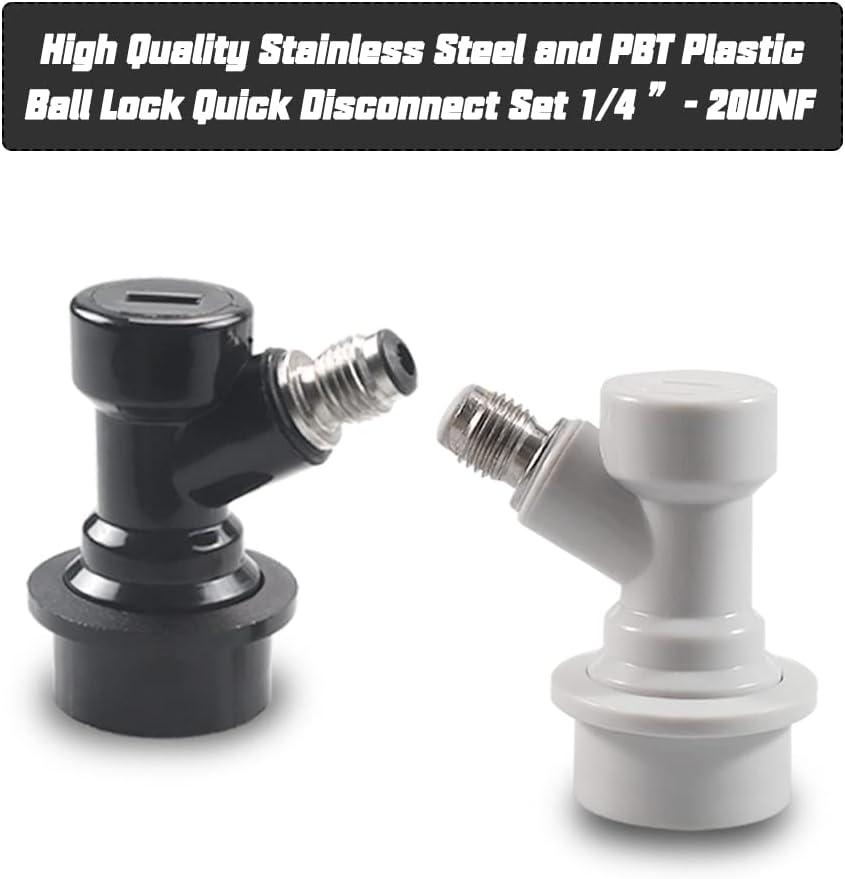 Corny Keg Quick Disconnect CO2 Ball Lock with Swivel Nut and Worm Clamps for Cornelius Keg Home Brewing