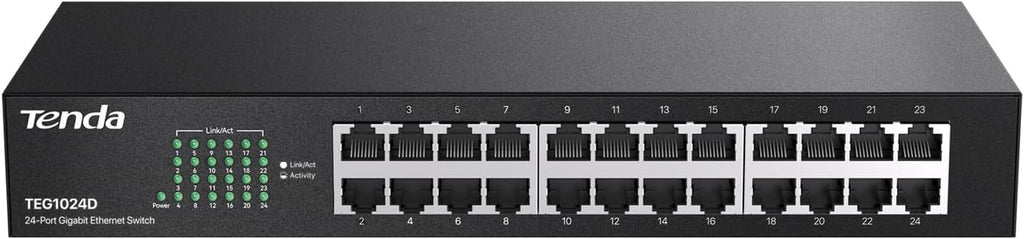 24 Port Gigabit Ethernet Switch | Rackmount Network Switch | 24*10/100/1000Mbps Shielded Ports | Unmanaged | Plug &