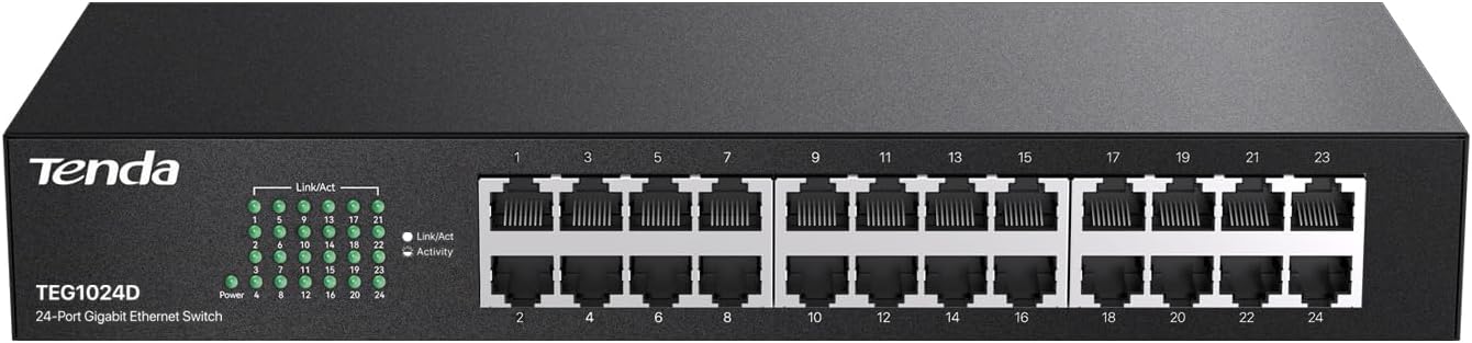 24 Port Gigabit Ethernet Switch | Rackmount Network Switch | 24*10/100/1000Mbps Shielded Ports | Unmanaged | Plug &