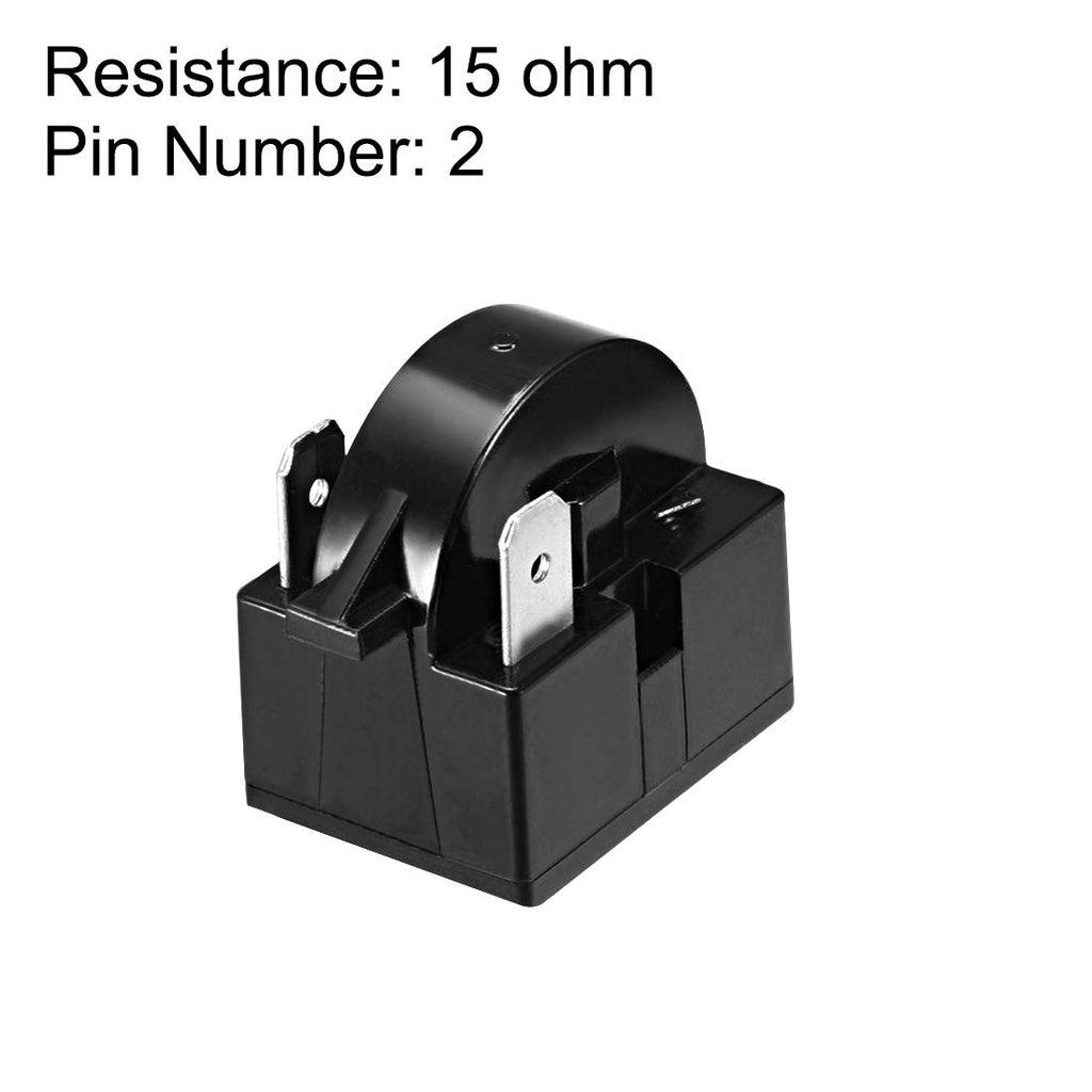 uxcell 2 Pcs 15 Ohm 2 Pin Refrigerator Start Relay for Compressor Black