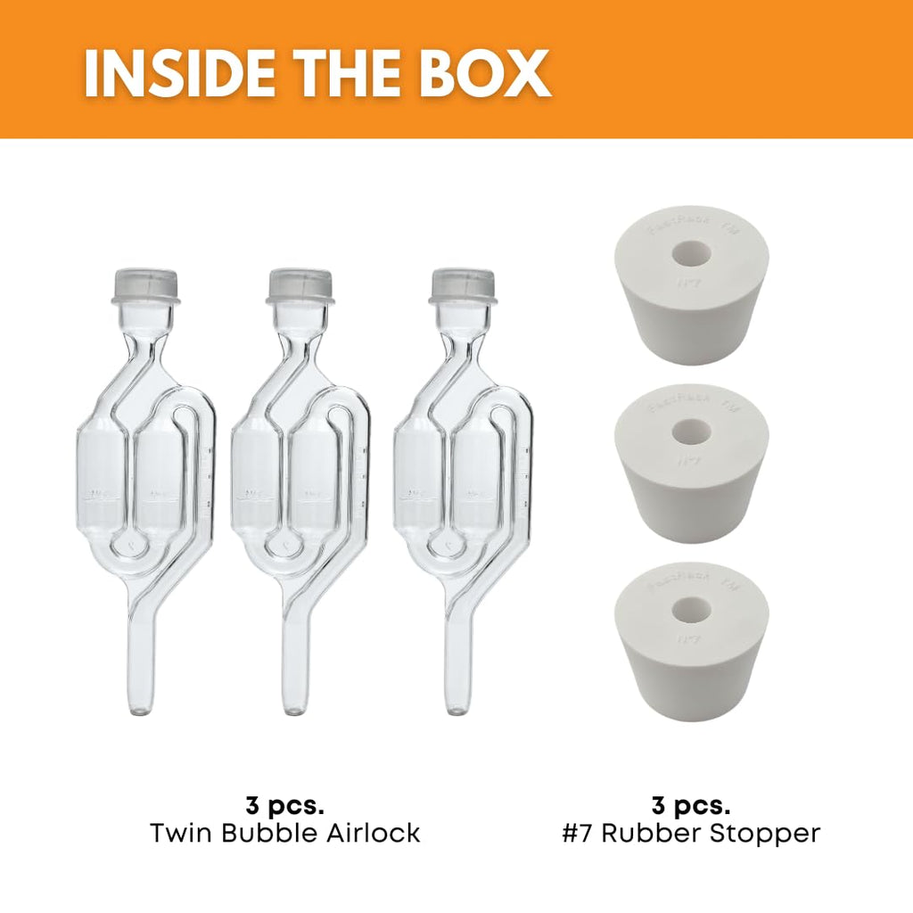 Airlocks for Fermenting (Set of 3) | Bubble Airlock for Wine Making and Beer Making | BPA-Free S-Shaped | Used for