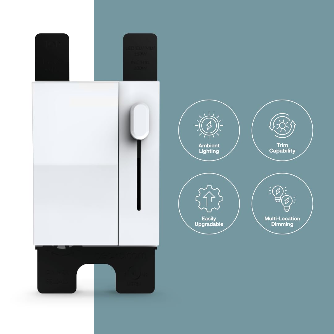 Simple Dimmer by Deako, Slide Switch, 3-Way/4-Way/Single Pole, Neutral Wire Required, White