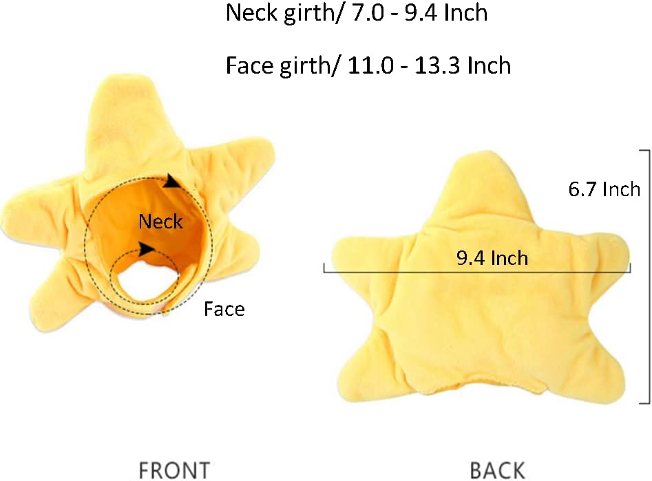 Funny Cat Hat Yellow Starfish Small Dogs Cap Soft Star Shaped Puppy Headgear Halloween Pet Costume Warm Head