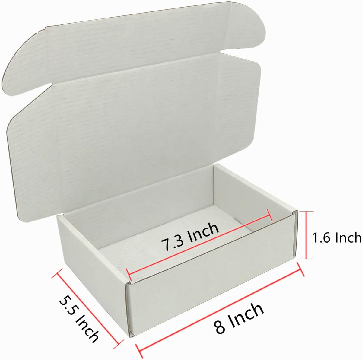 Small Shipping Boxes 8x5.55x1.57 Inch, White Cardboard Box Mailers 50 Pack