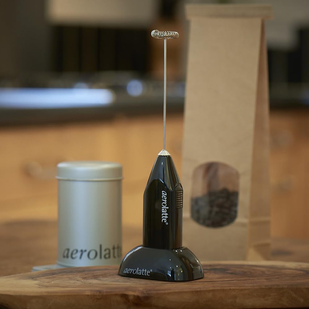 Milk Frother with Counter Stand, The Original Steam-Free Frother, Black