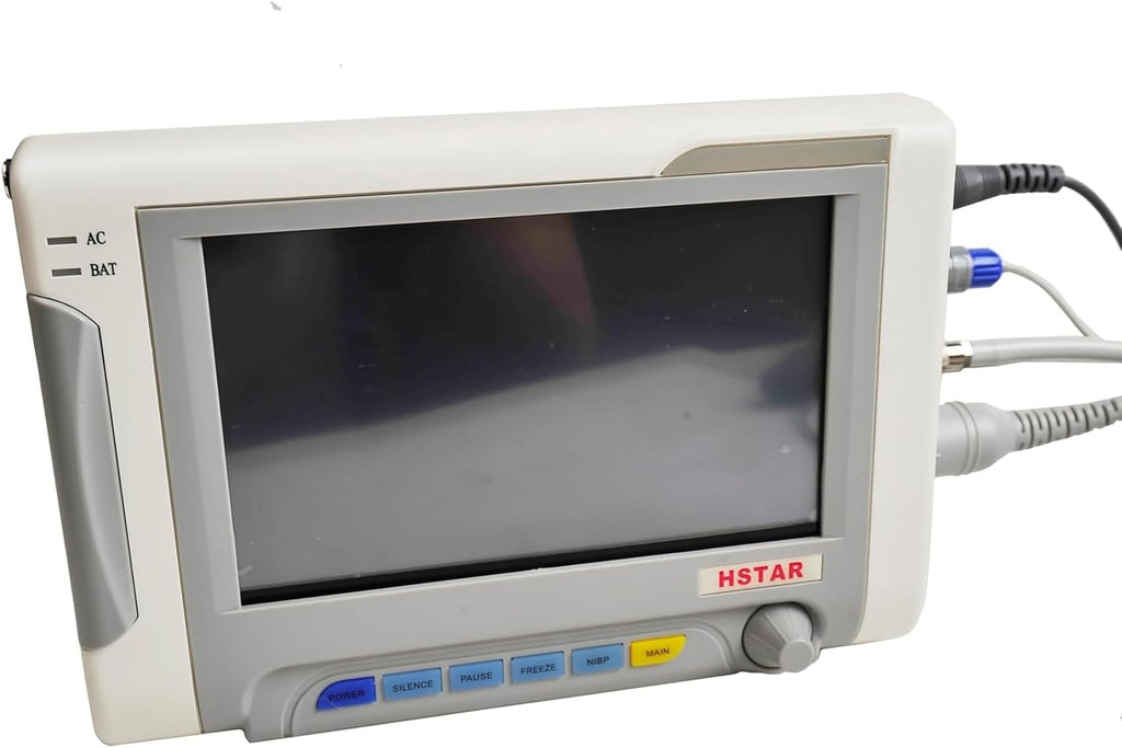 Veterinary Vital Signs Monitor 7 Inch Portable 6 Parameter Monitor ECG/NIBP/PR/SPO2/RESP/TEMP Animal Monitor