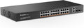 24 Port Gigabit PoE Switch, 2 Gigabit Ethernet Uplink, 2 Gigabit SFP, 400W IEEE802.3af/at, Rackmount Unmanaged Plug