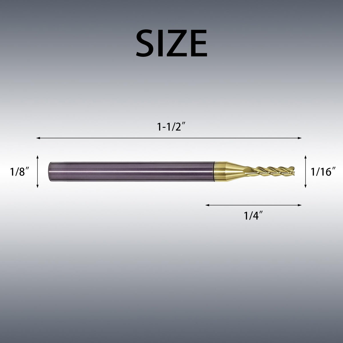 NZ 3 Flute 1/16" Solid Carbide Square End Mill ZrN Coated, 5Pcs