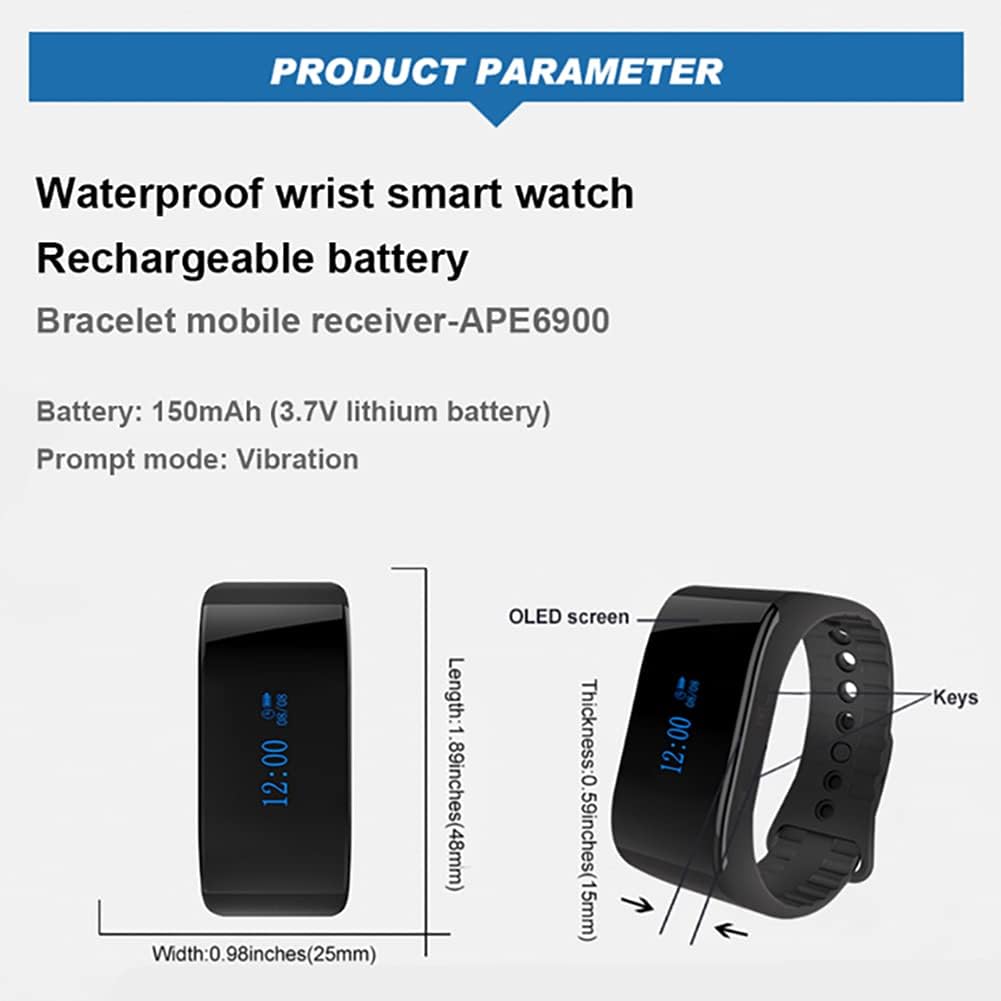 Wireless Pager Calling System Waterproof Watch Receiver APE6900