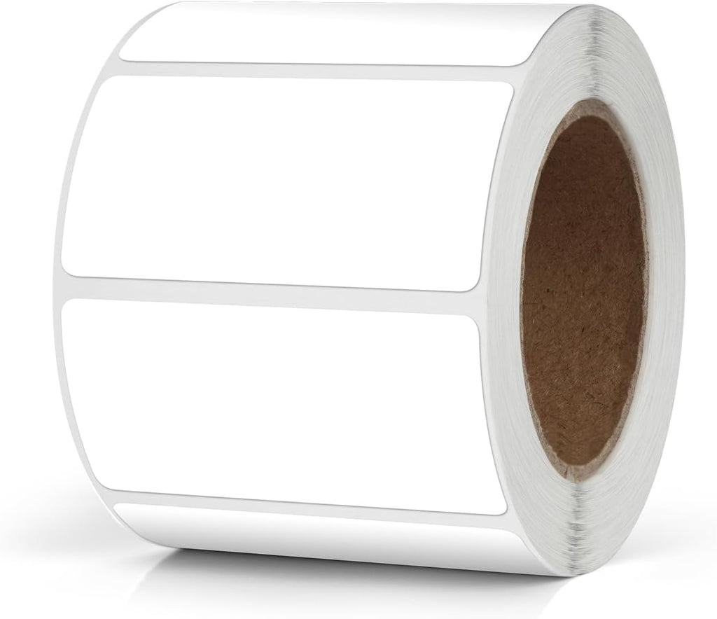 White Rectangle Labels 2 x 1 Inch Blank Stickers Roll 500 Pcs