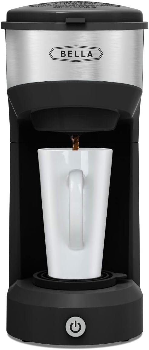 Dual Brew Single Serve Coffee Maker, Brews both Kcup and Ground Coffee, Large 14oz Capacity, Easy One Touch, Auto