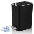 Small Bathroom Trash Can with Lid, 2.1 Gallon Slim Step Trash Can, Black