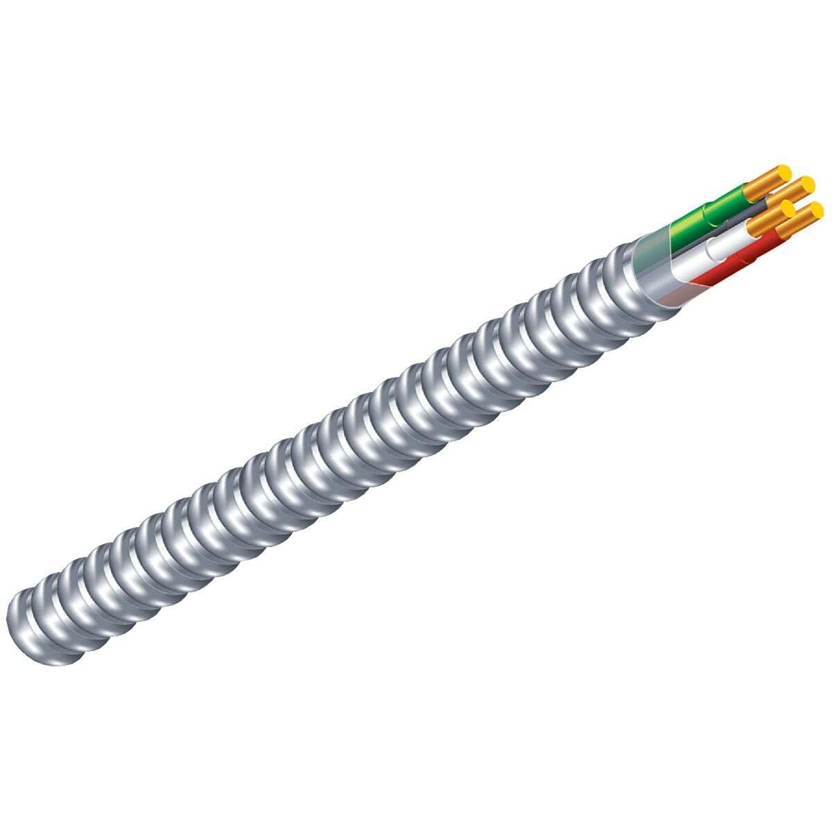 Armor lite Type Mc Aluminum Armored Cable, 12/3, 600 Volts, 250 Ft. Coil