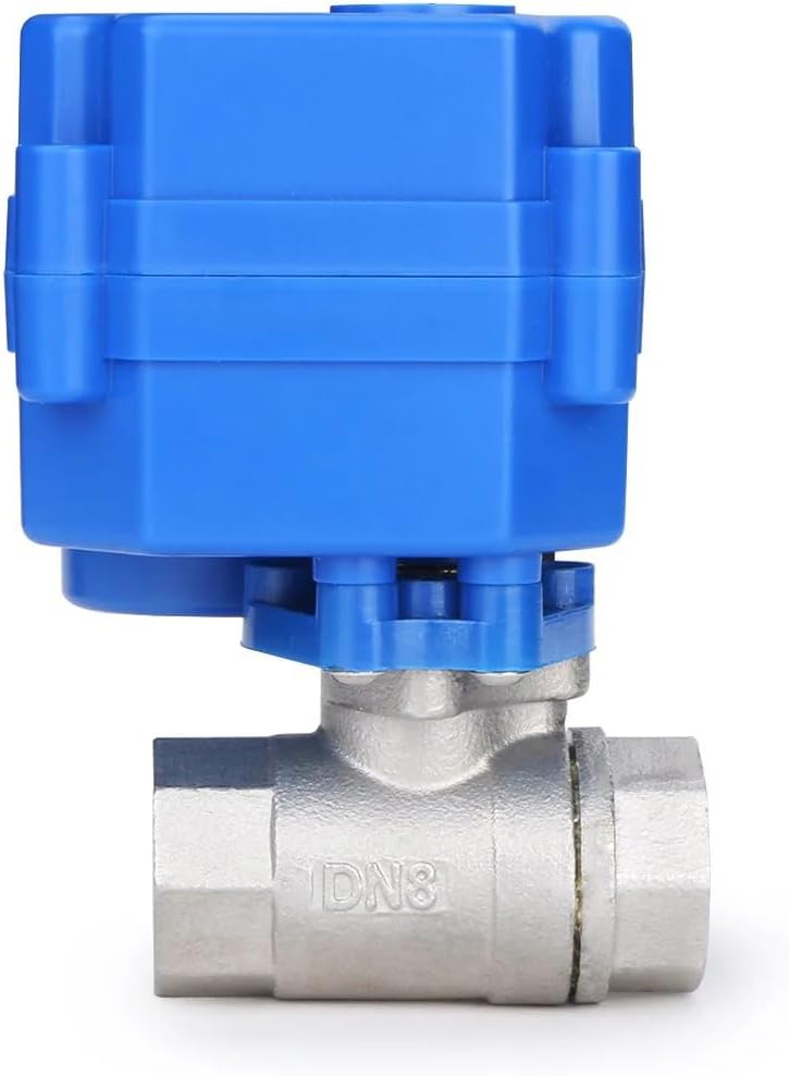 U.S. Solid 1/4 in Motorized Ball Valve, NSF Certified 304 Stainless Steel Electric Valve, Normally Closed, 9-24V AC/DC, 2-Wire Auto Return, Full Port