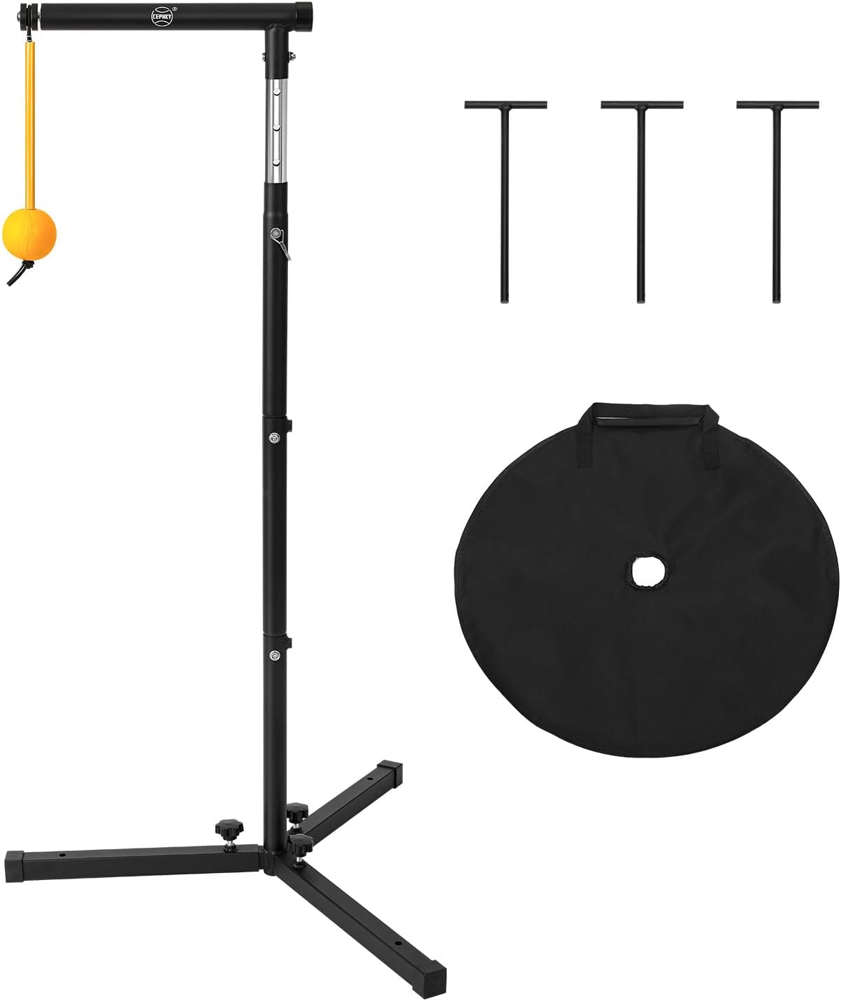 Baseball Softball Batting Tee with Auto Return Ball, Adjustable 21" to 45" Baseball Swing Trainer for All Ages