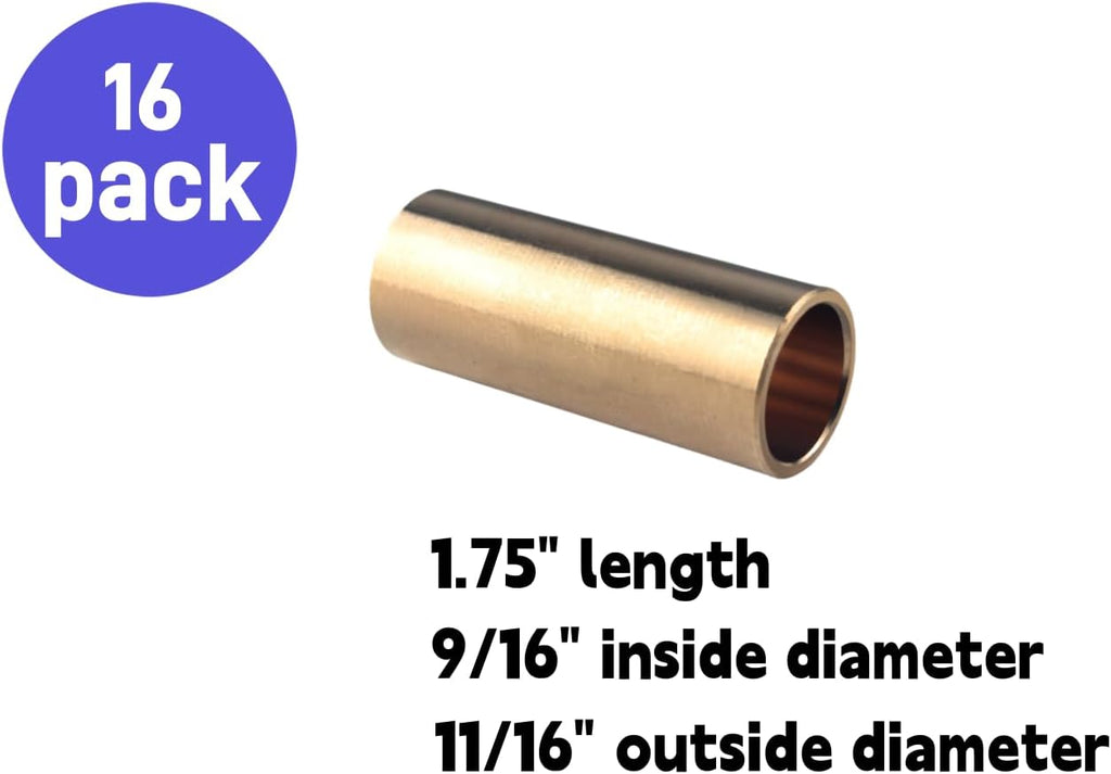 Brass Trailer Leaf Spring Bushing Kit Shackle Bushings for Trailer Axle Compatible with Double Eye Springs ID 9/16"