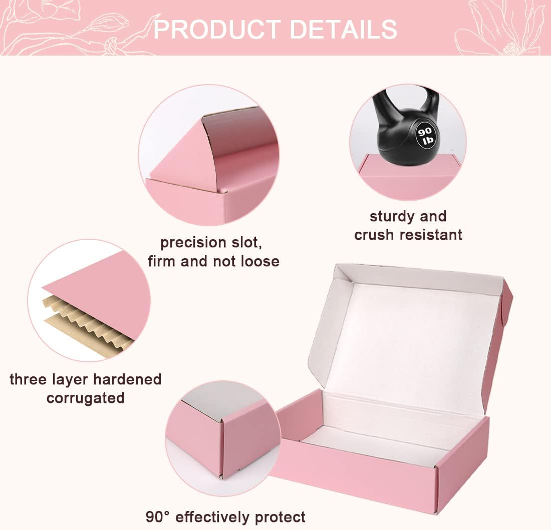 Shipping Boxes for Packaging 9x6x2", 20 Pack Pink Cardboard Boxes for Mailing, Shipping Mailer Boxes Medium for Small