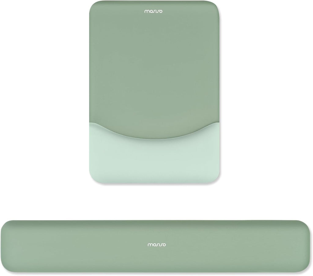 Keyboard Wrist Rest & Mouse Pad with Wrist Rest, Green | Rectangular Ergonomic Mousepad, Non-Slip Base, Home/Office