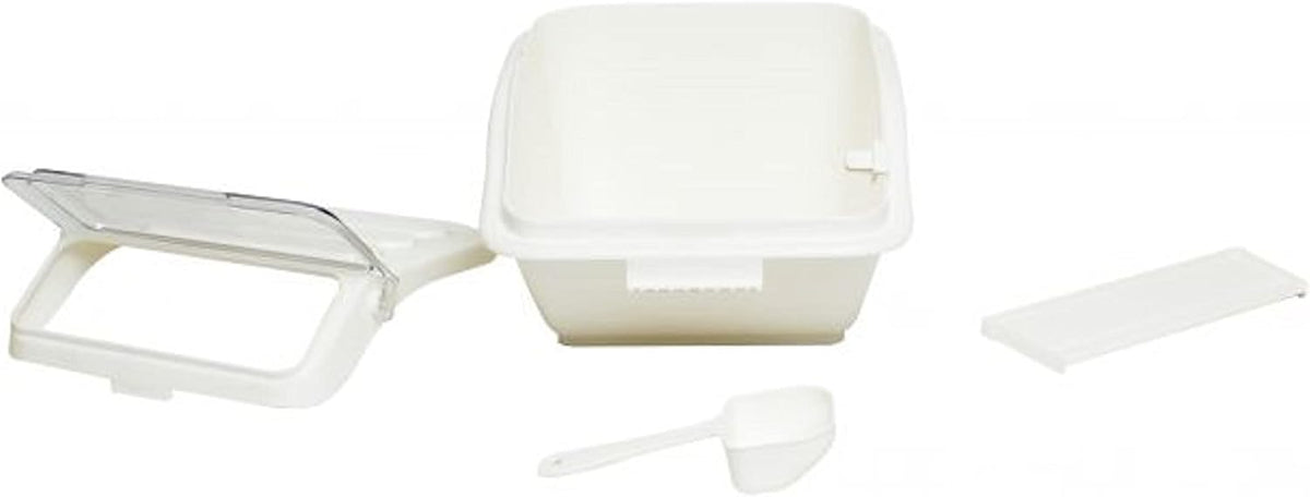 2 Gallon Shelf Ingredient Bin (40 Cups) White Storage Container with Clear Flip Top Lid &Measuring Scoop-Stackable