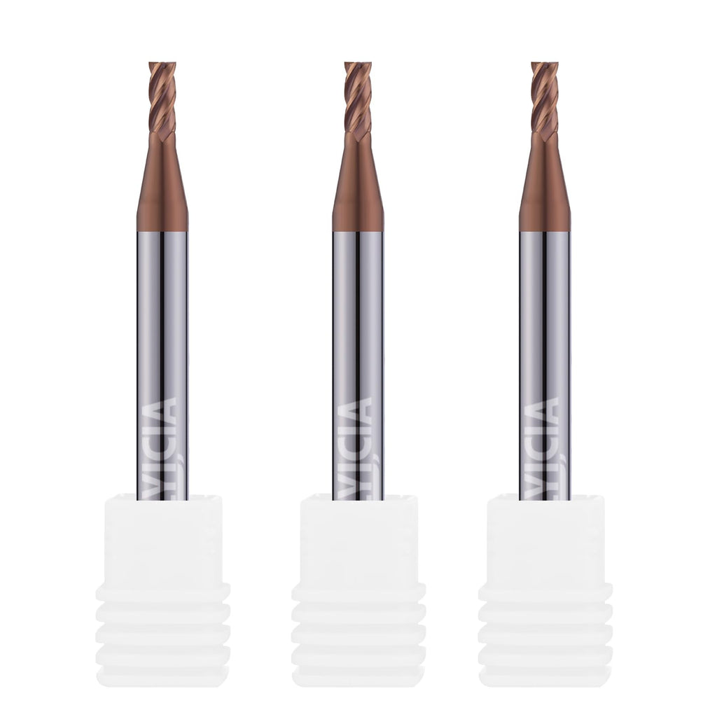 ALYICIA 1/16" Carbide Square End Mills Set 4 Flute HRC55 TISIN Coating 3PCS