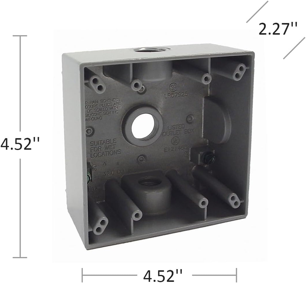 Bell Weatherproof 5333-0 2 - Gang Weatherproof 3 Outlet Box Gray