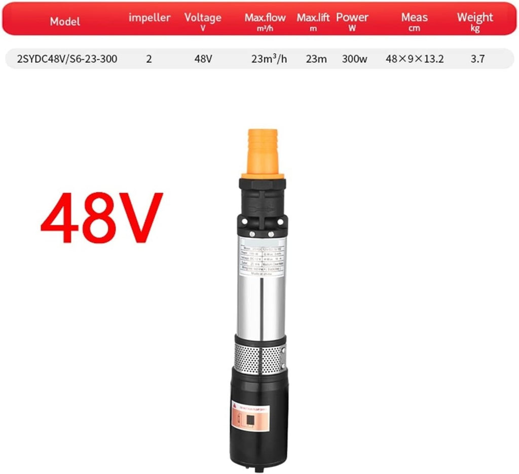Solar DC Water Pump Large Flow 12v 24v 48v High Lift Battery DC Screw Pump Deep Well Pump Submersible Pump(48V)