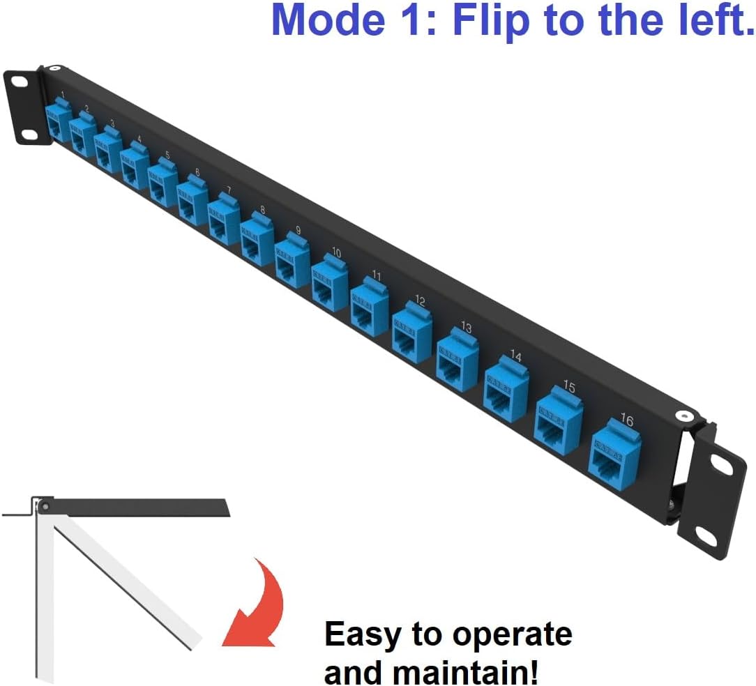 1U Hinged 16 Port Blank Keystone Patch Panel, Steel