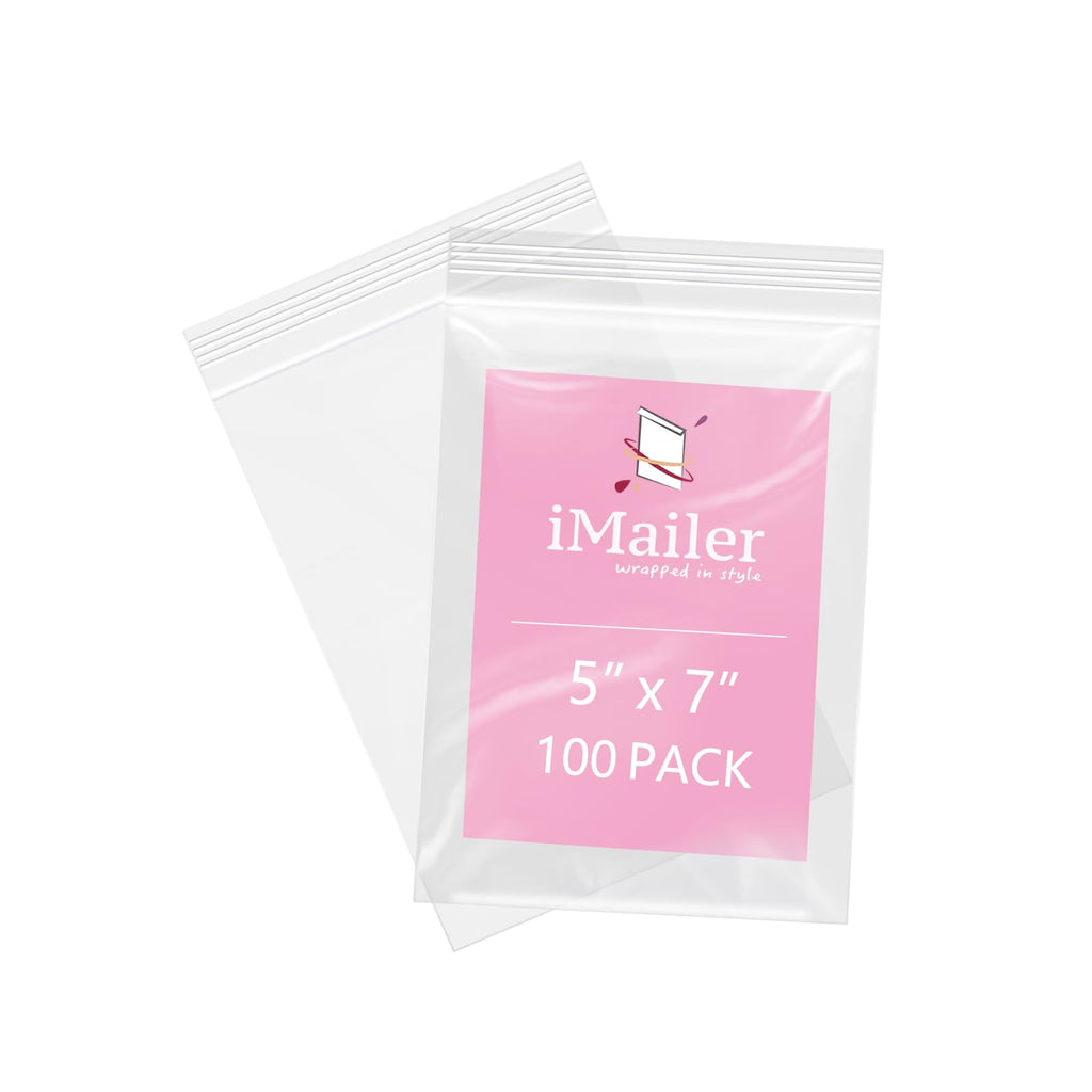100 Pcs - 5" x 7" Small Reclosable Zip Plastic Poly Bags