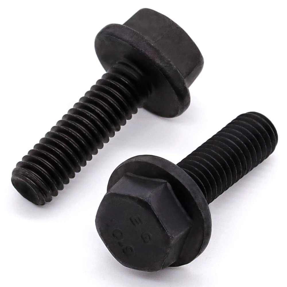 Glvaner M12-1.75 x 30mm (8 pcs) Alloy Steel Flanged Washer Head Hex Bolts, Extra-Large Washer Head, 10.9 Grade Black Oxide Finish GB5789 Full Thread