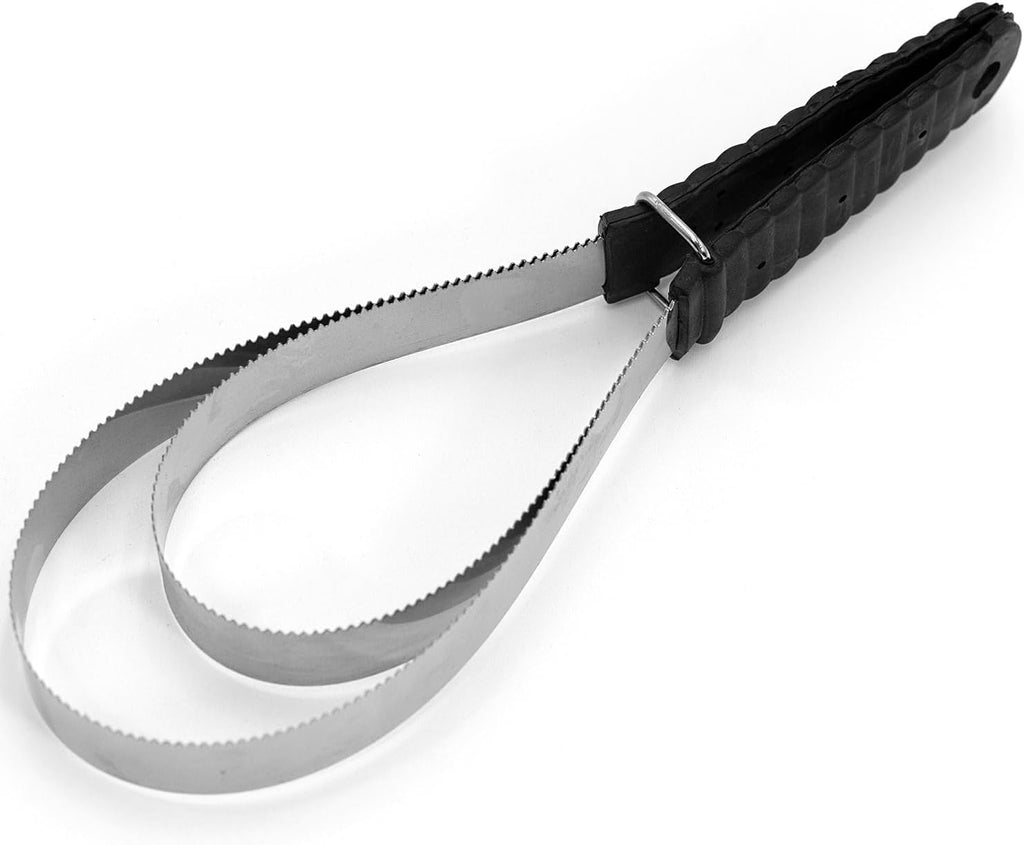 Double Shedding Blade for Horses & Livestock Grooming – Stainless Steel Deshedding Tool with Black Plastic Handle for