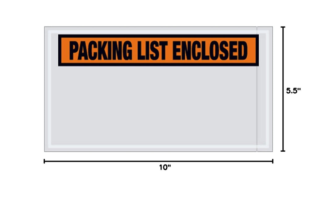 PL24 Pre-Printed Envelope, Packing List Enclosed, 10 Length x 5-1/2 Width x 2 mil Thick, Orange (Case of 1000) by