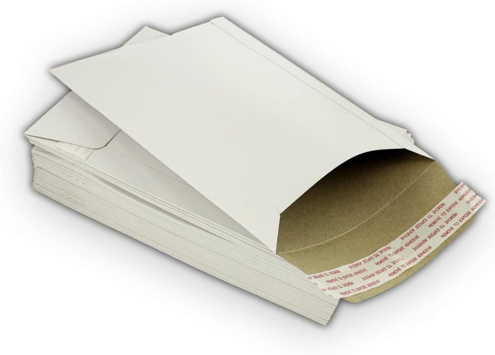 40 EcoSwift 11 x 13.5 Rigid Photo Mailers Keep Flats White Cardboard Self Seal Envelopes 11x13.5