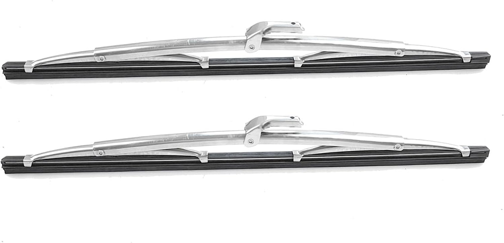16" and 16" Classic Silver Wiper Blades (Pack of 2), 7mm Bayonet (Wiper Arm) Width for Classic Cars/Boat, Polished