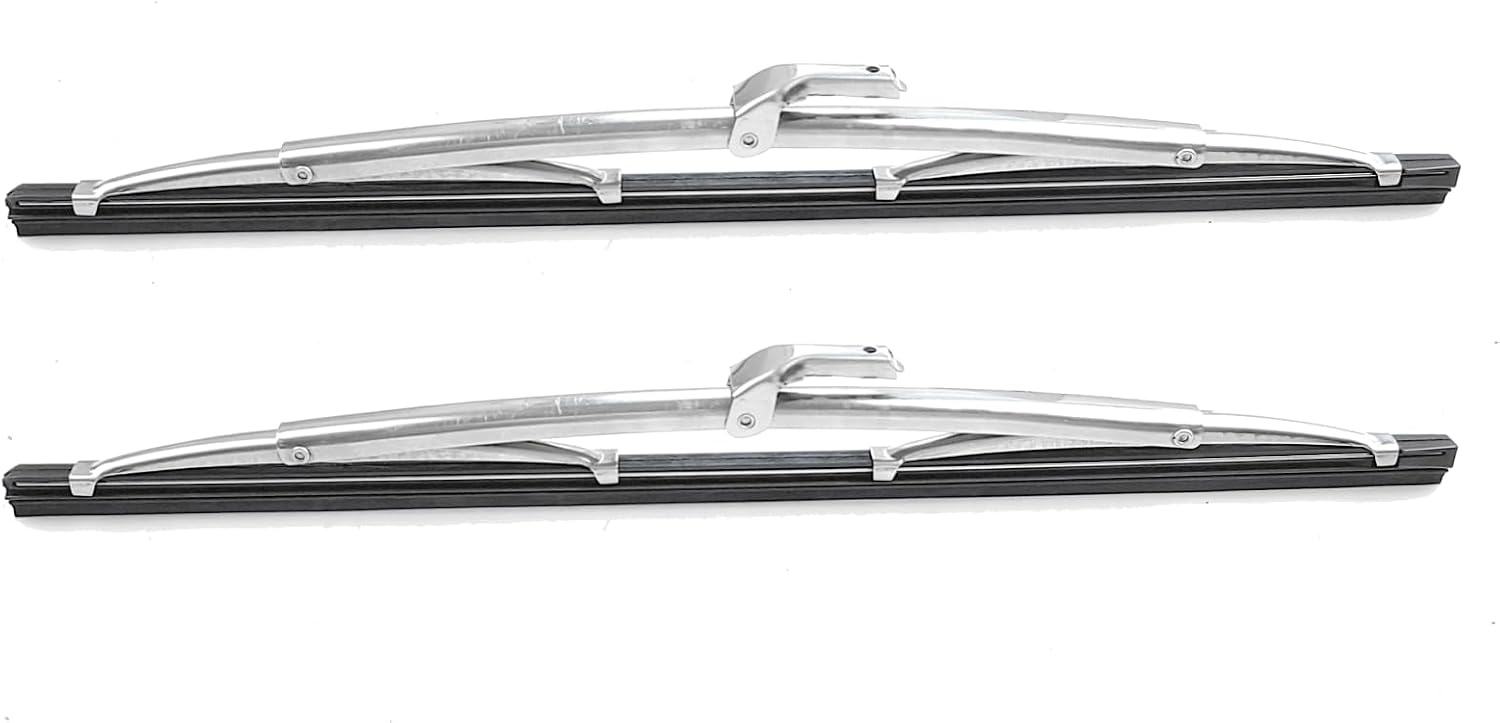 16" and 16" Classic Silver Wiper Blades (Pack of 2), 7mm Bayonet (Wiper Arm) Width for Classic Cars/Boat, Polished