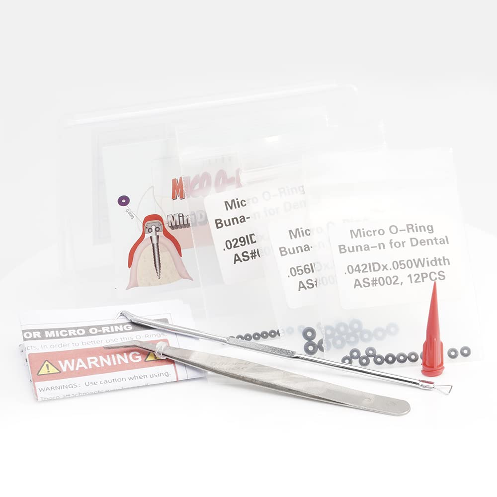 O-Ring, Buna-n, Tool Kit with 3 Convenient Sizes, Replacement for Mini Dental Implants