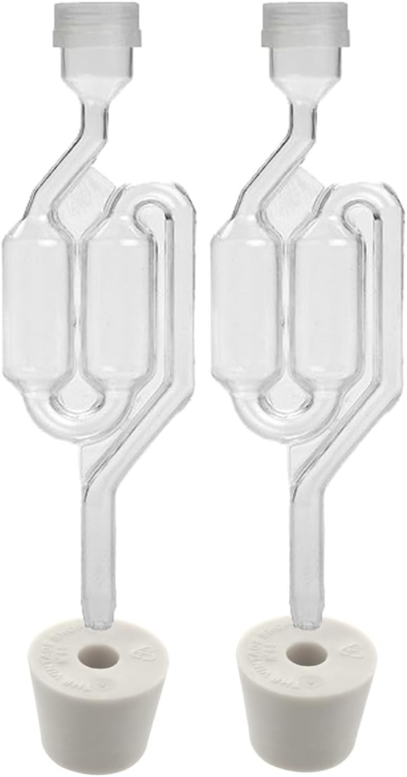 Twin Bubble Airlock with 6.5 Rubber Stopper (Set of 2)